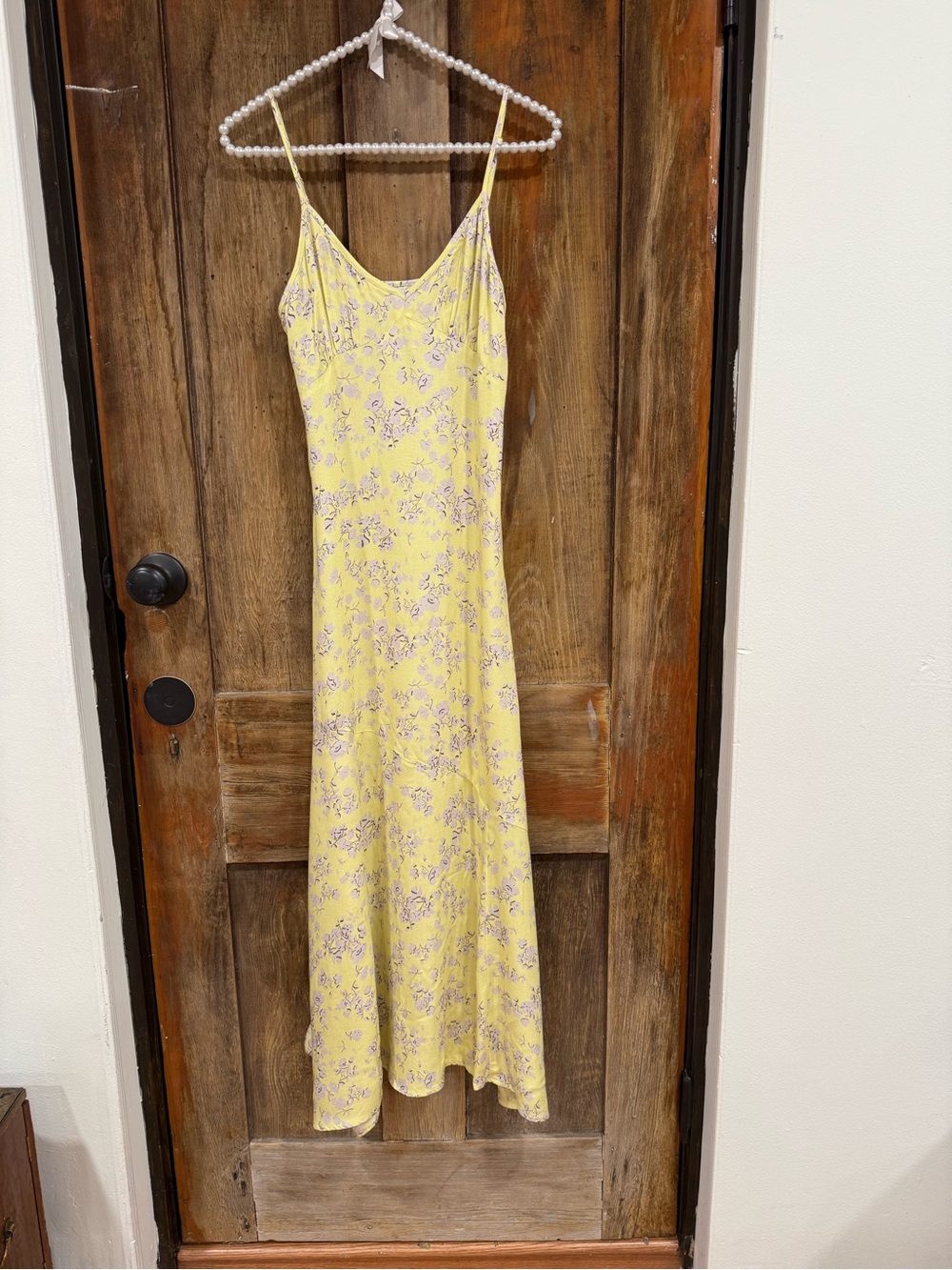 Anthropologie Lemon Yellow Floral Slip Midi Dress - Picture 3 of 7
